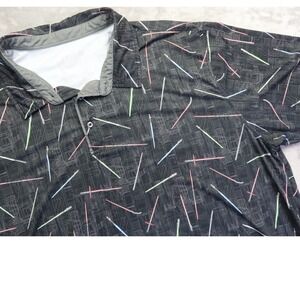 RSVLTS Star Wars Breakfast Balls Men's Polo Shirt Lightsaber Blueprint Black 3XL